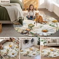thumbnail image 5 of Round Rugs 3.3Ft, Summer Botanical Round Area Rug Washable Indoor Throw Carpet, White Daisy Botanical Bee Rustic Soft Non Slip Circle Rug for Laundry Room Patio Home Decor Aesthetic, 5 of 8