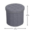 thumbnail image 2 of ITY International - Pouf Rond/repose-Pieds avec Rangement, Diamètre 18,5 Pouces, Gris, 2 of 2
