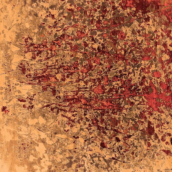 Ahgly Company Indoor Square Oriental Orange Industrial Area Rugs, 3' Square