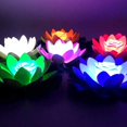 thumbnail image 3 of 6Pcs Water Floating Lotus Light Romantic Wishing Light Water Lantern Flower Shaped Pool Light Light for Pool Pond Garden Wedding Party Decoration (Yellow, Blue, Gradient Color), 3 of 8