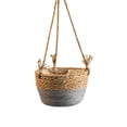 thumbnail image 1 of Maceta colgante tejida para flores, cesta colgante con tejido de espadaña natural Gris, 1 of 6