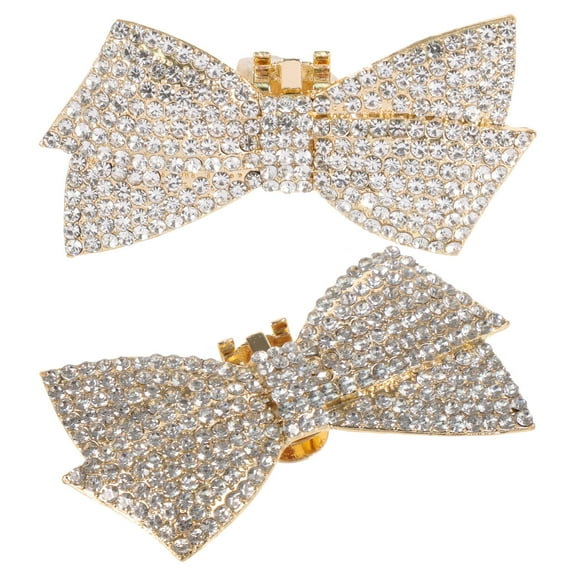 WRITWAA 2Pcs High Heel Rhinestone Clip On Bows for Women in Classic Style