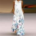 thumbnail image 2 of Robe Blanche d'Été pour Femmes 2022 Mode Décontractée Imprimée Col en V Aguichant Sans Manches Longue, 2 of 3