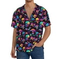 thumbnail image 2 of Disketp Men's Hawaiian colorful mushroom Skull Print Shirts Button Down Holiday Beach Shirts-Small, 2 of 5