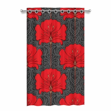 Mkhert Black And White Seamless Pattern With Pink Flowers Blackout