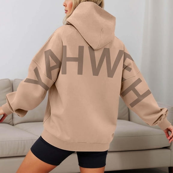 Neewe Women's Hoodies Long Sleeve Sweatshirts Drawstring Pullover Tops with Pocket Casual Loose Blouses Tunic
