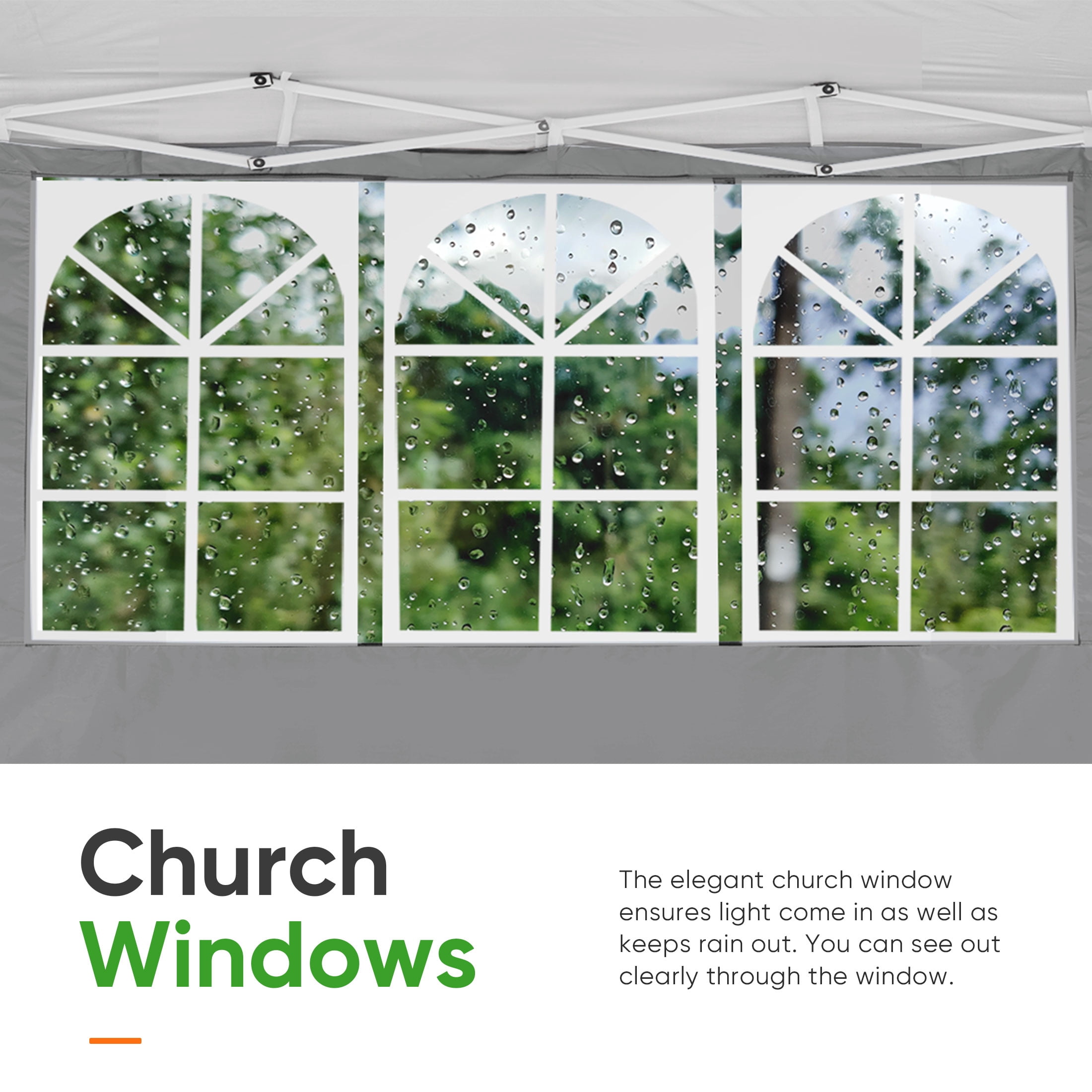 Quictent 7.8x7.8 FT Pop Up Canopy Tent Adjustable Height Instant Portable Shelter with Carry Bag & Church Windows, Waterproof Oxford Fabric Anti-UV, Gray