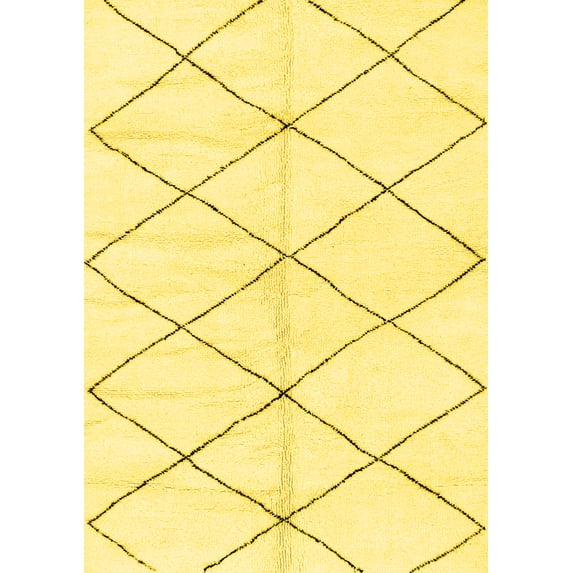 Ahgly Company Machine Washable Indoor Rectangle Solid Yellow Modern Area Rugs, 5' x 8'