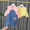 thumbnail image 2 of Spring and Autumn Girls' Infant Clothing Set Fashion Cotton Top+Strap Pants Two-piece Girls' Newborn Children's Clothing Set., 2 of 3