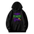 thumbnail image 1 of Men's Long Sleeve Hooded Pullover Sweatshirt with Pockets - Colorful ' MARD GOURS ' Text & Stars Design Relaxed Fit, 1 of 7