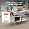 thumbnail image 3 of VEVOR Table de Travail en Acier Inoxydable Table de Préparation Alimentaire de Cuisine Commerciale 24"x48 Pouces, 3 of 9