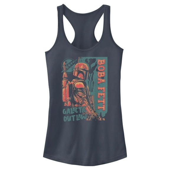 Junior's Star Wars: The Book of Boba Fett Galactic Outlaw Racerback Tank Top Indigo X Large