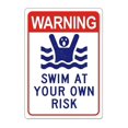 thumbnail image 1 of Warning Swim at Your Own Risk Pool Sign, Metal Pool Signs for Outdoor, Swimming Pool, Water Park Safety Tin Sign 12x8inch, 1 of 4