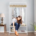 thumbnail image 3 of Costway 3 in 1 Industrial Coat Rack Shoe Bench Entryway Hall Tree Storage Shelf w/ Hooks, 3 of 10