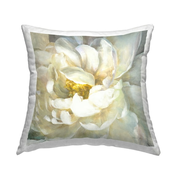 Stupell Industries Floral Close-Up Petals Nature Yellow Painting Glam Off-White,18 x 7 x 18 Decorative Pillows