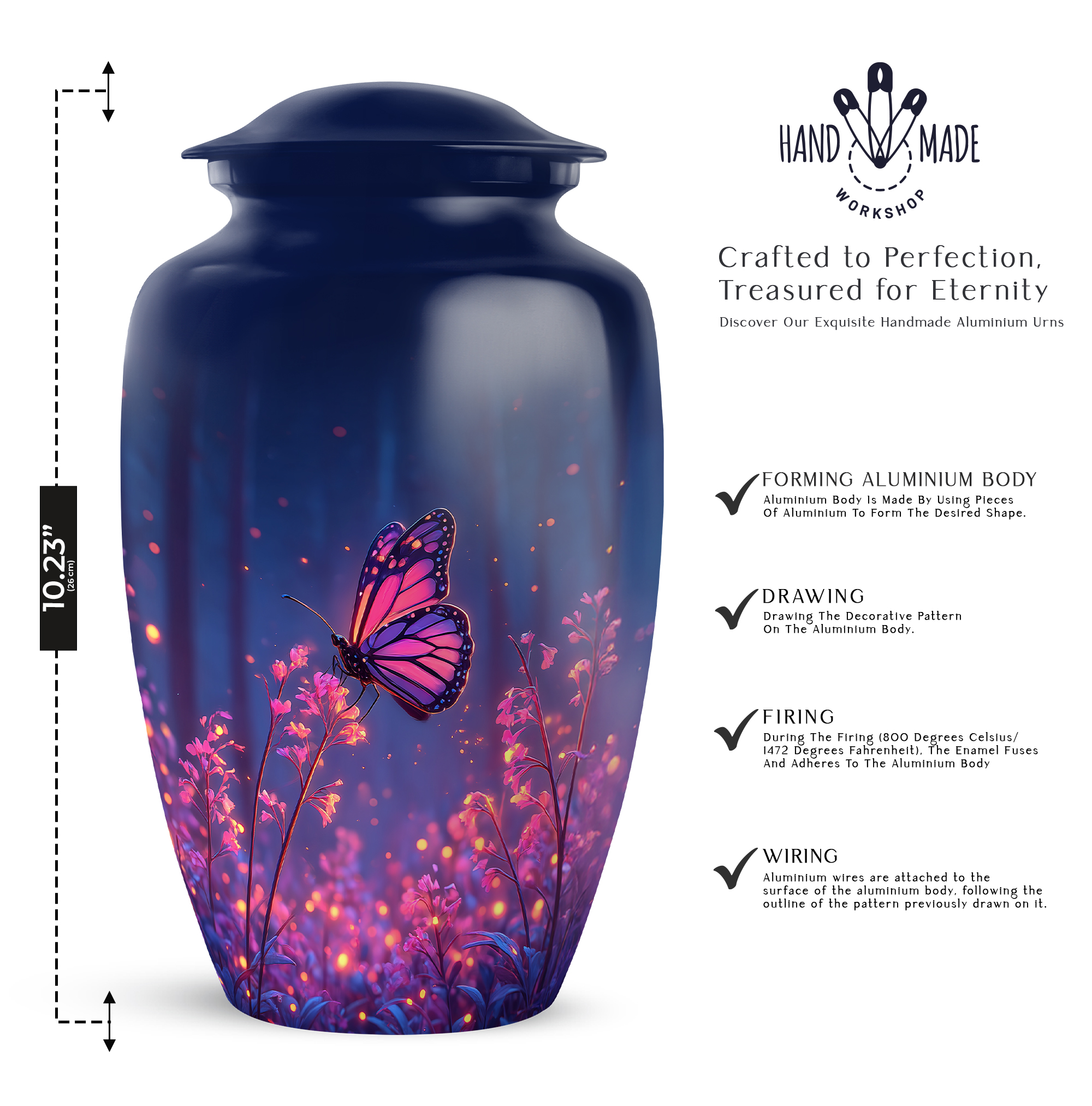 Butterfly Keepsake Urns For Ashes Adult Man Set Of 4 - Pink Flowers Cremation Urns For Human Ashes Adult Female - 1 Large Urn For Brother And Sister - Blue Mini Urn For Mother (10&3) Inch