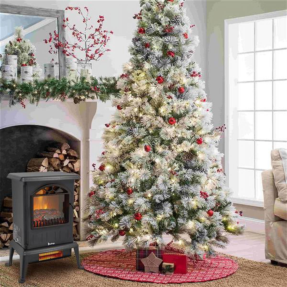 Electric Fireplace Heater,22.4" Freestanding Portable Infrared Fireplace Heater Stove with 3-Sides Realistic Flame for Indoor Use, Overheating and Tip-Over Safety,1000W/1500W
