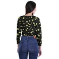 thumbnail image 3 of Moomaya Printed Round Neck Long Sleeve Crop Tops For Women Cotton Jersey T Shirt, 3 of 5