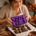 thumbnail image 5 of Halloween Chocolate Candy Silicone Mold Halloween Molds Castle Pumpkin Tombstone Skull Witch Hat Gummy Jello Baking Mold for DIY Ice Cube Sugar Halloween Party Cupcake Topper Cake Decorating, 5 of 6