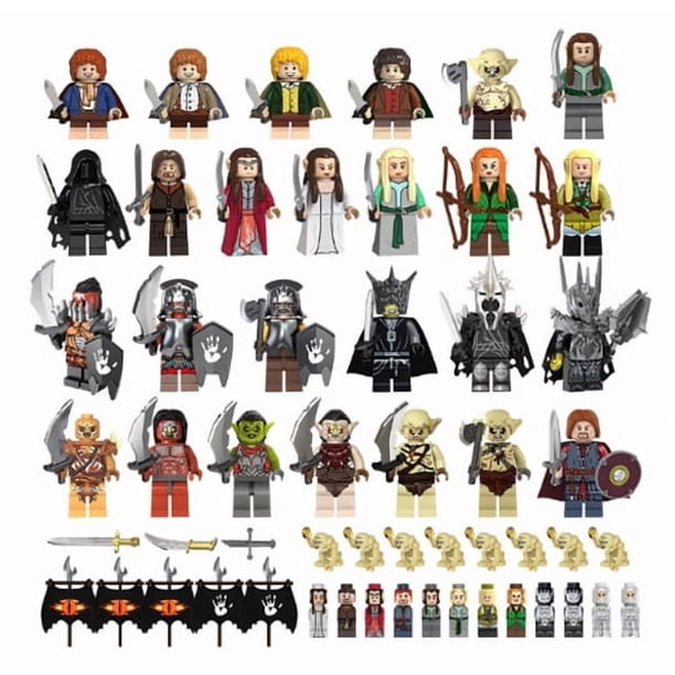 BuildVerse 26 piezas Figura de Bloques de Construcción del Señor de los Anillos, Hobbit, Orco, Mago - Set de Figuras de Juguete para Colección y Ensamblaje para Niños