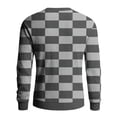 thumbnail image 6 of Men's Round Neck Long Sleeve Ribbed Knit Plaid Pullover, Sweater for Fall Winter, Casual Style and Holiday Gatherings,Gray,L, 6 of 7