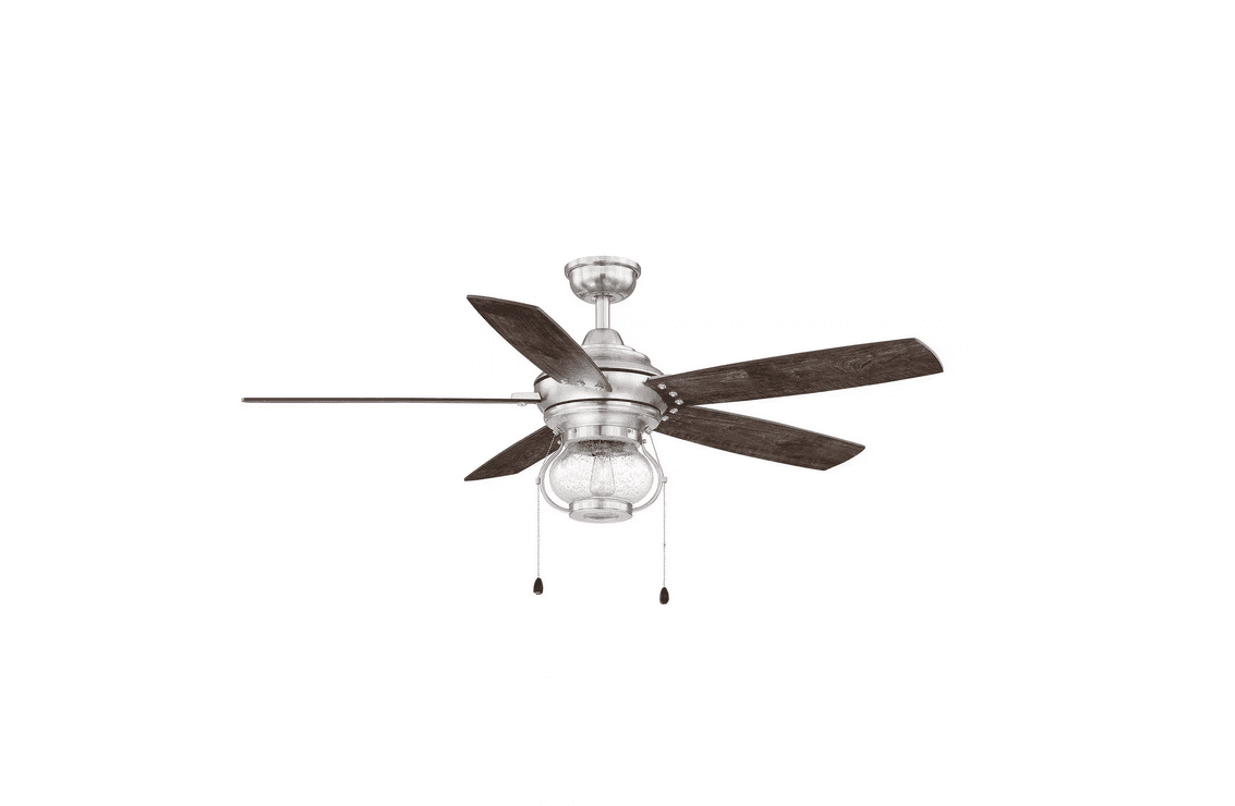 Raina 52 in. LED Outdoor Brushed Nickel Ceiling Fan with Light