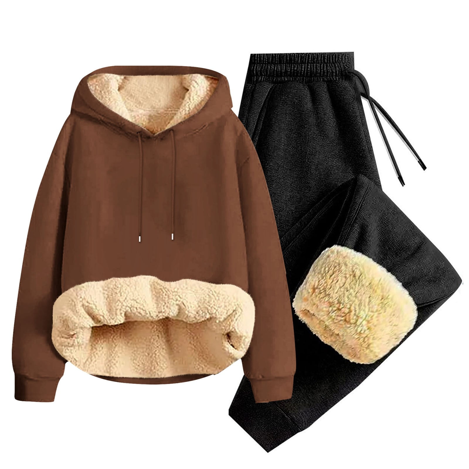 Jgppe Men's Warm Clothes Pieces Set Fleece Lined Thick Hooded