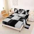 thumbnail image 2 of Castle Fairy Geometric Block King Sheets 4pcs,Abstract Vertical Streak Bedding,Black White Gray,1 Flat Sheet, 1 Fitted Sheet and 2 Pillowcases, 2 of 7