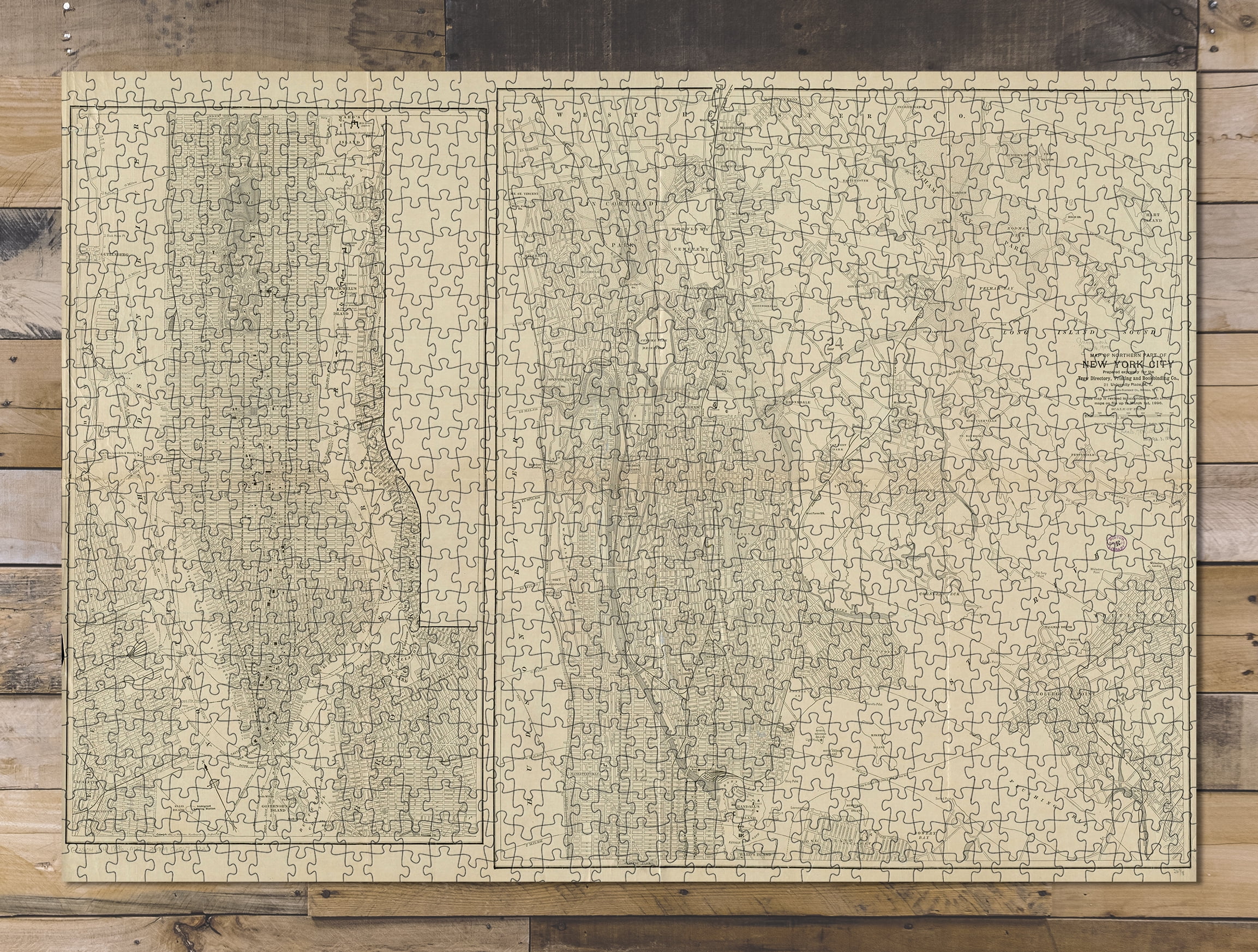 1000 piece puzzle1896 Map New YorkNew YorkBronx of northern part of