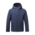 thumbnail image 2 of Men Solid-Color Fashionable Zipper Pocket Double-sided Detachable Hat Long Sleeve Hooded Casual Outwear Jacket Blue XL, 2 of 5