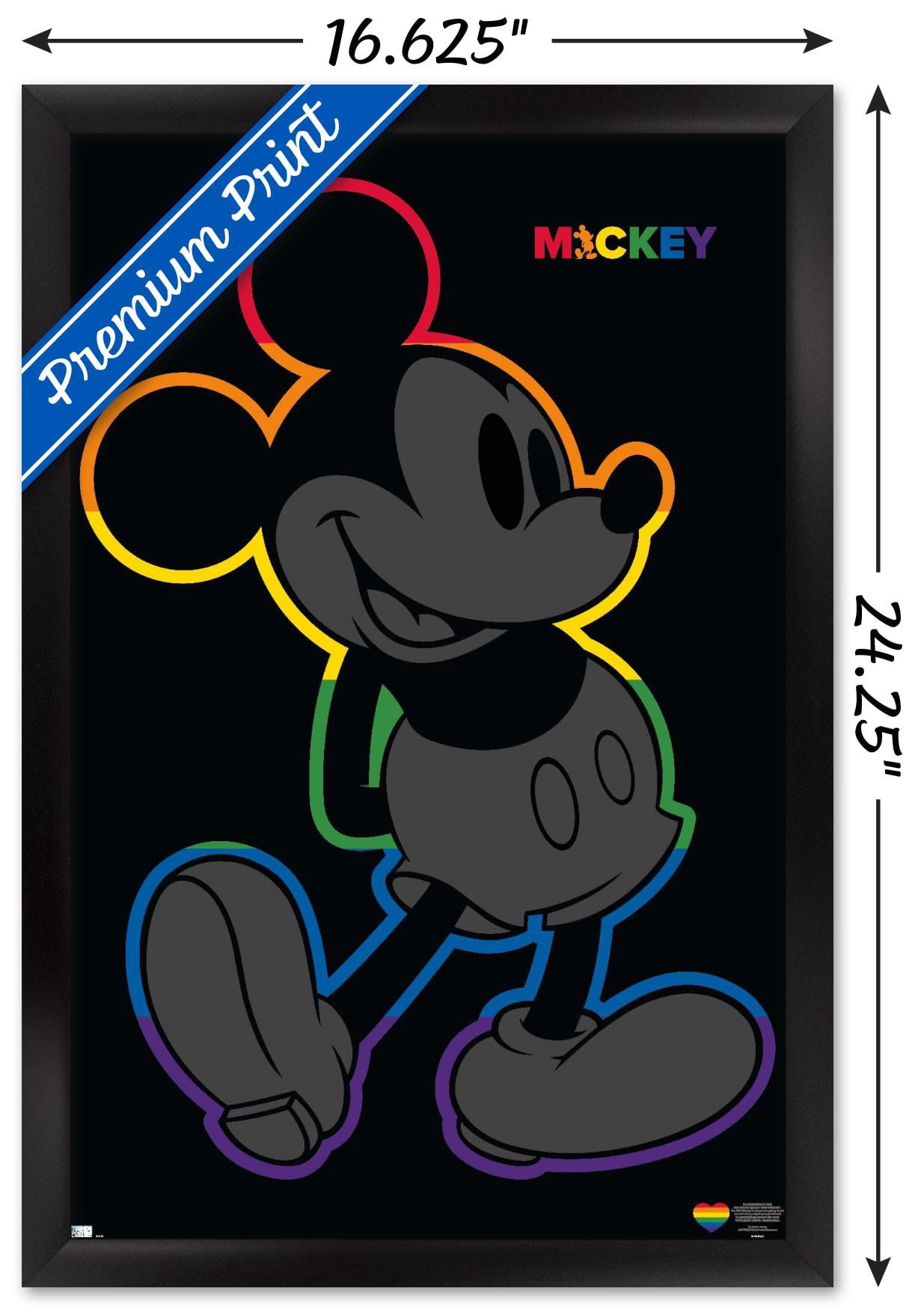 Disney Mickey Mouse - Rainbow Outline Wall Poster, 14.725" x 22.375" Framed