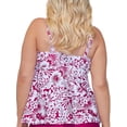 thumbnail image 2 of RAISINS CURVE Women's Pink Tropical Print Stretch Adjustable Deep V Neck Molded Cup Making Waves Rimini Tankini Swimsuit Top 14W, 2 of 2