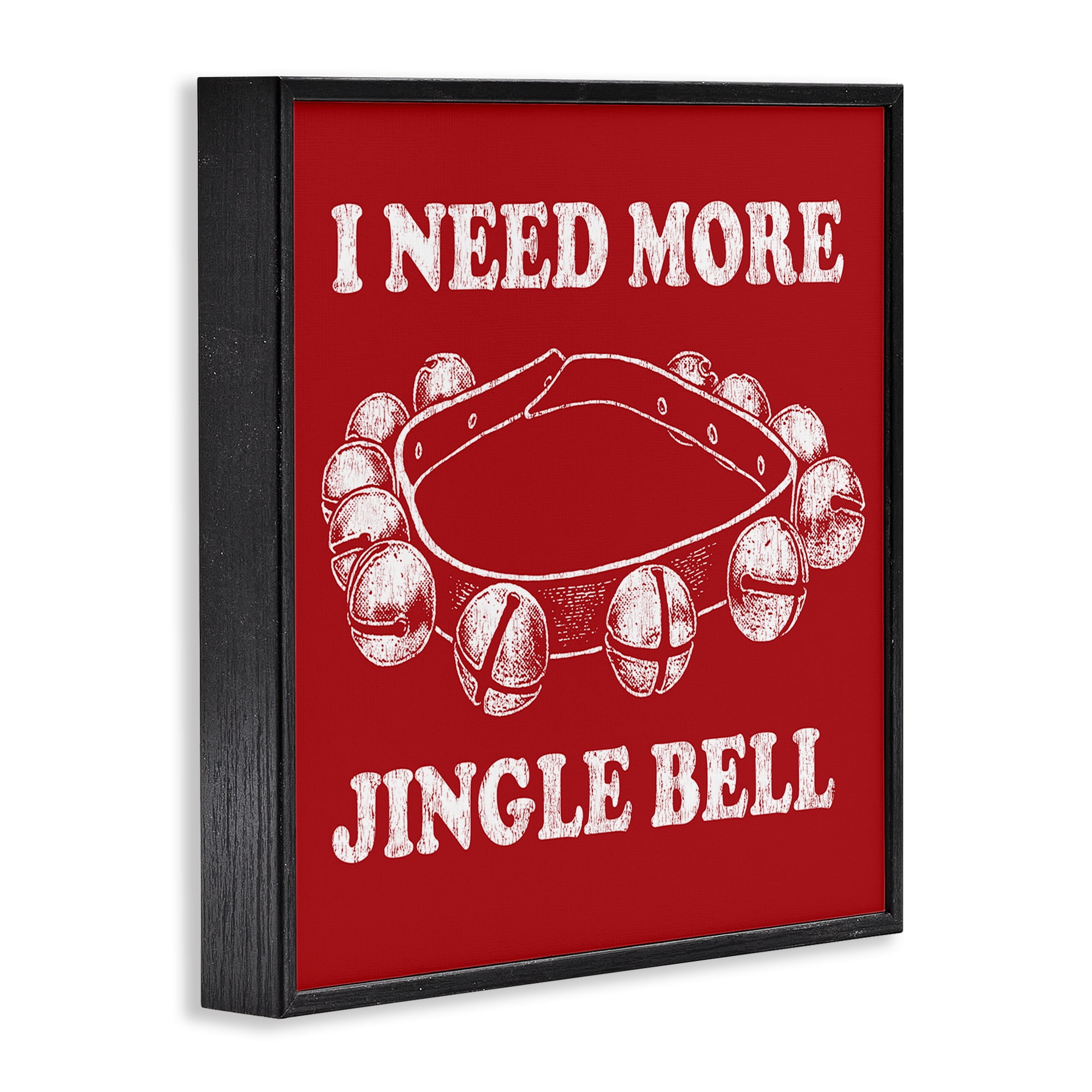 Stupell Industries Need More Jingle Bell Holiday Painting Black Framed Art Prints Wall Art, 24 x 24