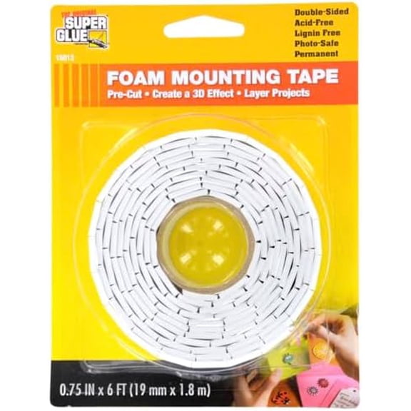 1 Roll ¾” X 6 FTPre-Cut Double Sided Adhesive Foam Mounting Tape Acid Free