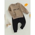 thumbnail image 4 of xiaxaixu Toddler Boy Fall Clothes Letter Embroidery Print Long Sleeve Pullover Elastic Waist Solid Color Pants 2Pcs Outfit, 4 of 9