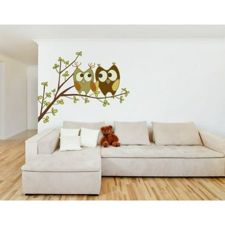 Two Murals (Love Owls II Wall Decal - wall print decal, sticker, mural vinyl art home decor - DS 850 - 12in x)