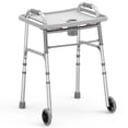 thumbnail image 1 of Andador Loyoda para personas mayores, ligero, compacto, plegable, con bandeja, altura ajustable, soporta hasta 169 kg, apto para FSA/HSA, color negro/azul (andador con bandeja), 1 of 5