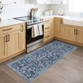 thumbnail image 2 of GLATTICE Runner Rug 2x5 Non Slips Rug Runner Super Soft Kitchen Runner Rug Printed Faux Wool Floral Thin Blue Rugs for Hallway Entryway Laundry Room Bedroom, Navy and White, 2 of 7