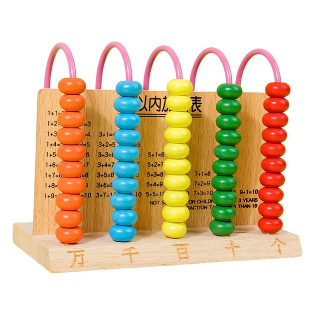 BELOVING Cadre de Comptage en Bois Jouet de Comptage Mathématique, Jeux de Mathématiques, Abaque Éducatif, Bois 5 Rangées