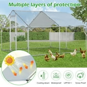 YODOLLA Chicken Coop Run Chicken Playpen 130 Sq.Ft Large Walk-in Metal Chicken Cage with Chain Link Fence