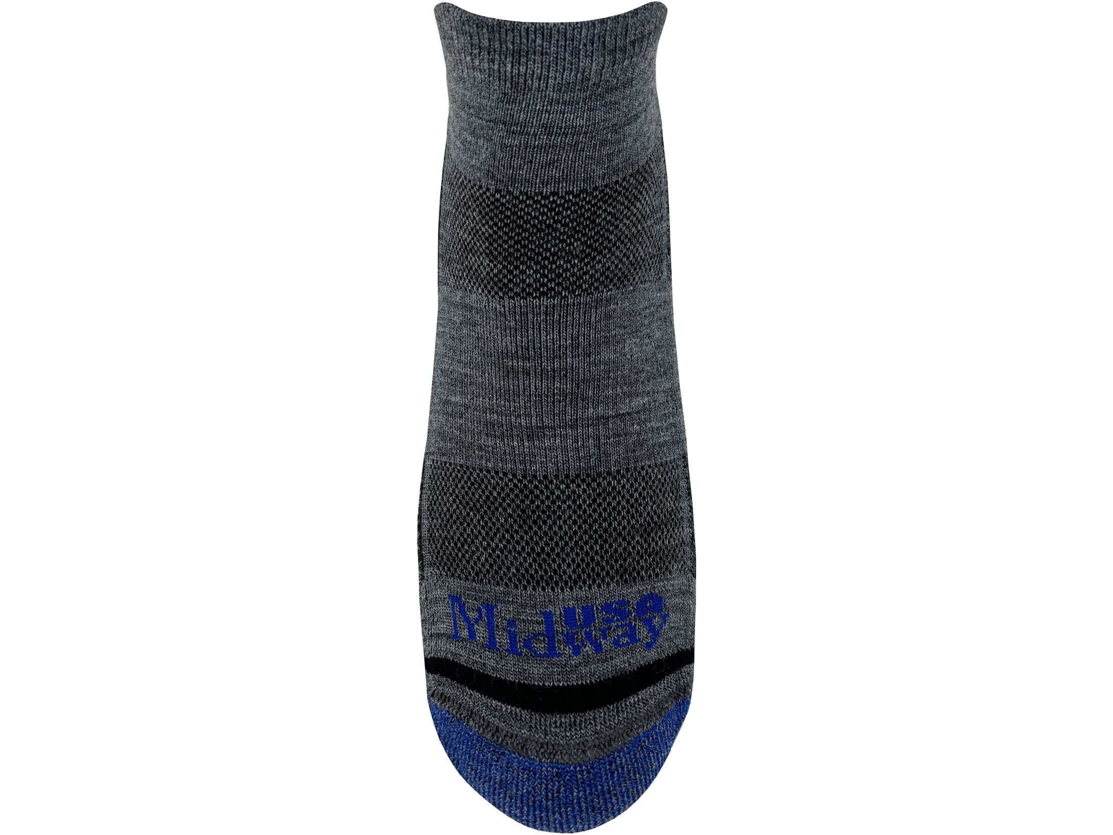 MidwayUSA Men's Lightweight Ankle Socks Merino Wool Gray/Royal Large 2 Pairs