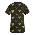 thumbnail image 5 of TIMIFIS Hauts de Sarrau de la Saint-Valentin pour Femmes Imprimés Uniforme de Travail à Manches Courtes Col en V Blouse T-shirt de Travail avec Poches - Imprimé Noir, 5 of 5