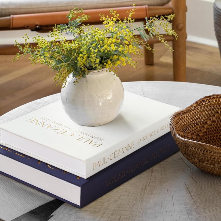 Decorative Faux Book Storage Box Set of 2 - Linen Fabric Coffee