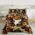 thumbnail image 2 of Manfei Country Floral Flowers Bedding Comforter Set,Rustic Bull Skull Twin Comforter Sets,Boho Exotic Style Bedding Set For Men Women,Breathable Home Decor Reversible,2 Pieces, 2 of 8