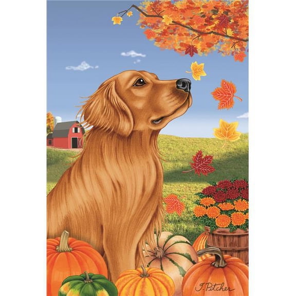 Best of Breed TP672171 Golden Retriever Red Autumn Leaves Garden Flag