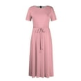 thumbnail image 3 of Jzuxvd Short Sleeve Maxi Dress Casual Plus Size Crewneck Long Dress Elegant Formal A Line Smocked Flowy Party Dress Pink 5XL, 3 of 4