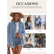 Eytino Womens Oversized Denim Jacket Casual Long Boyfriend Jean Jacket for Autumn Spring Green L Female