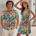 thumbnail image 2 of Jeiento Tropical Flower Matching Beach Outfits for Couples Women's Tank Dress Summer Leopard Print Shirt Aloha Shirt Sundress, 2 of 6