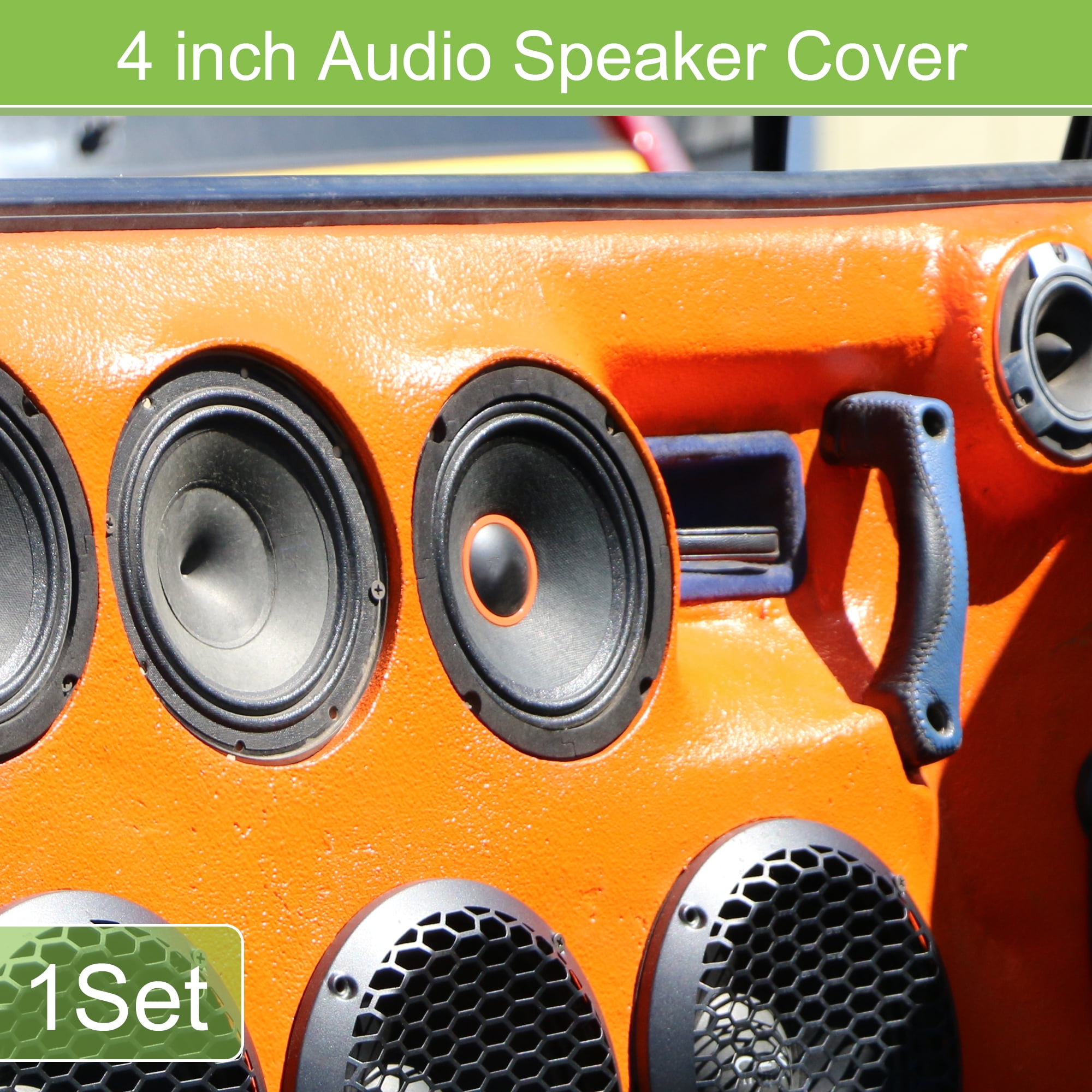 Unique Bargains Universal Car Speaker Grills Cover with Mounting Screws Iron ABS White 4"