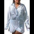 thumbnail image 1 of Conjuntos de Verano de 2 Piezas: Camisa Abotonada, Top y Falda, Conjuntos Casuales para Estar en Casa. Azul Talla Única, 1 of 10
